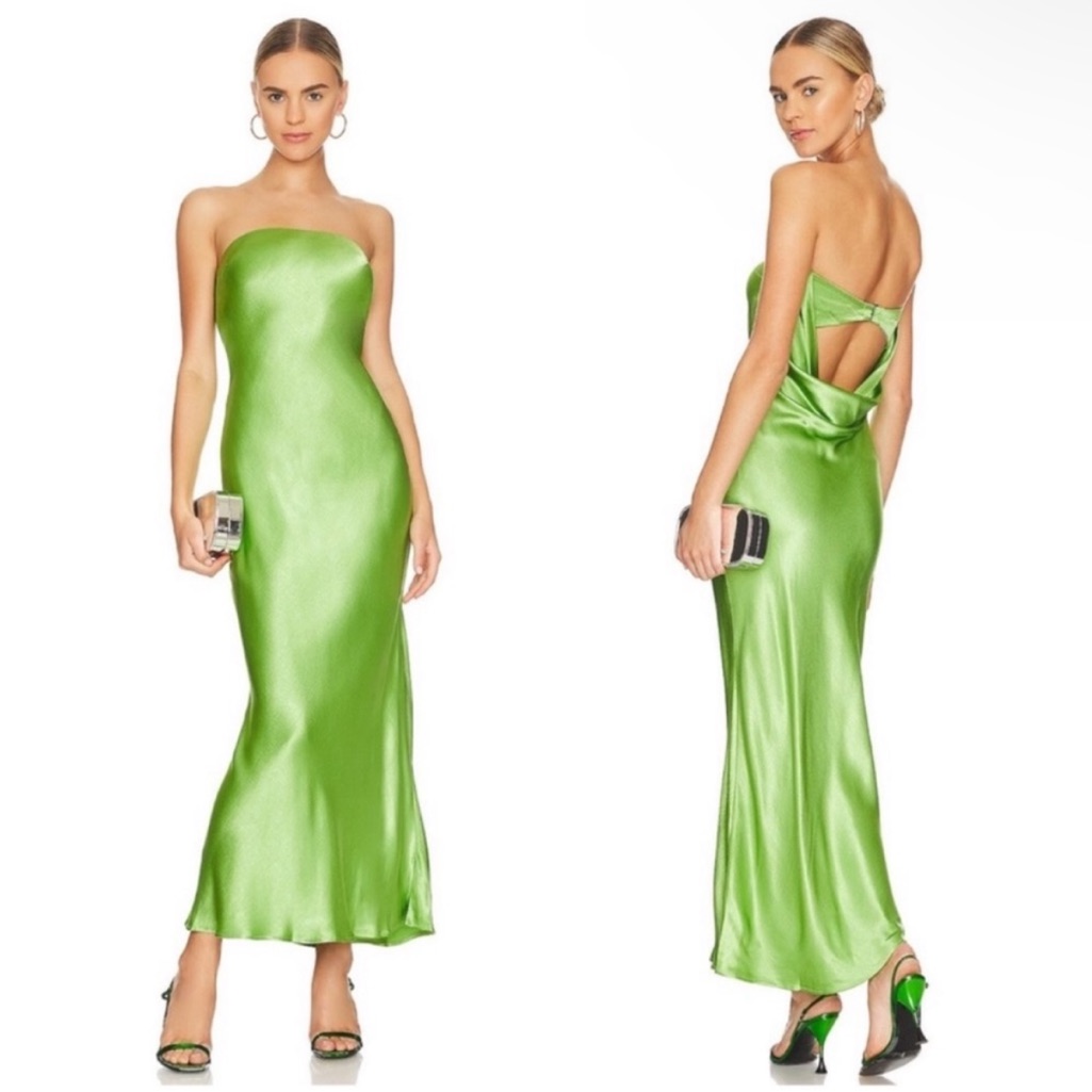 Bec + Bridge Moon Dance Strapless Dress In Sweet Pea Green